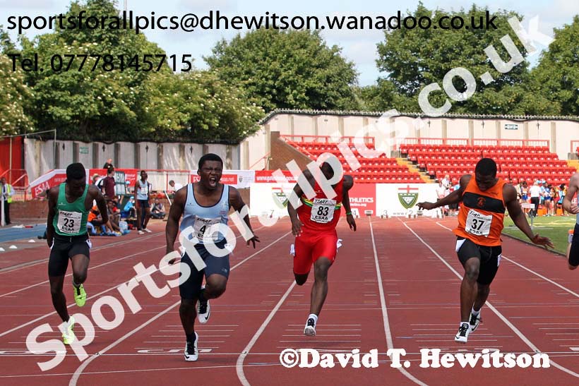 Inter boys 100 metres, 2015 English Schools, Gateshead. Photo: David T. Hewitson/Sports for All Pics